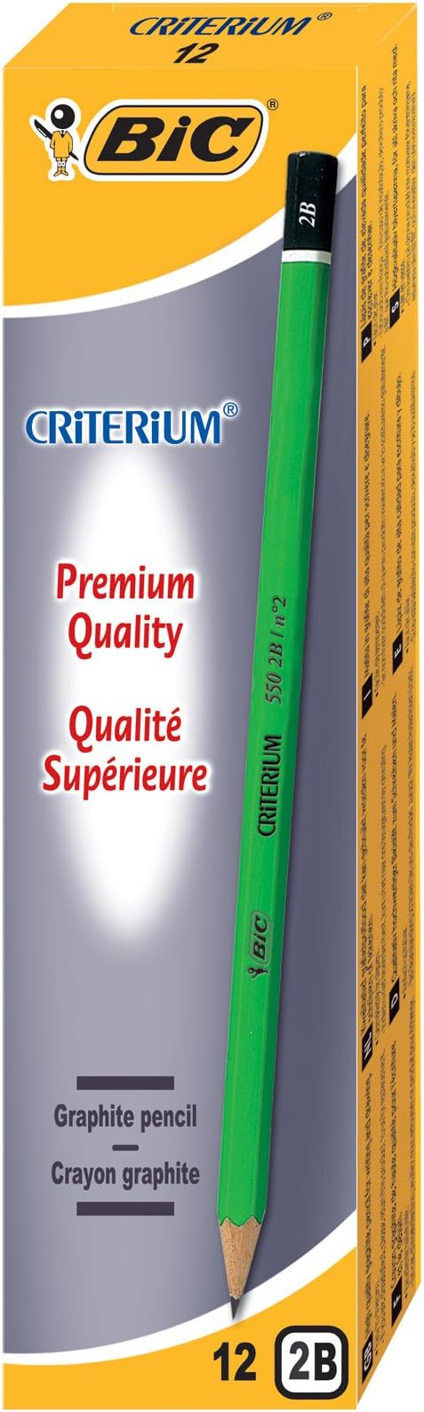 BIC Criterium 550 Crayons à Papier - 2B, Boîte de 12: Amazon.fr
