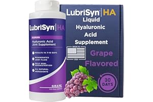 Lubrisyn Hyaluronic Acid Oral Joint Supplement – Liquid HA Formula for Humans – Promotes Joint Support, Mobility, Flexibility, Hydration & Healthy Function for Men & Women – Grape Flavor 11.5oz