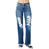 Judy Blue Mid Rise Distressed Denim Dad Jeans