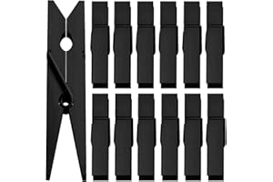 ANJUU 50pcs Colorful Clothespins Natural Wooden Colored Clothespins, Photo Paper Peg Pin Craft Spring Clips for Home Arts Crafts Decor, 2.75 inches (Black)