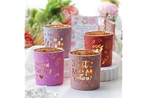 SHMILMH Mothers Day Table Decoration 4 PCS, Gifts for Mom Grandma Daughter Wife, Glass Candle Jar Best Mom Ever Candle Holder for Happy Mother's Day Party Centerpiece Decor