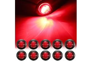 NBWDY 10Pc 3/4'' Round Red Led Bullet Marker lights,Front Rear Side Led Marker Lights,Led Clearence Lights,Led Trailer Marker Lights for Trailer Truck RV Car Bus Van Pickup ATV Boat Caravan