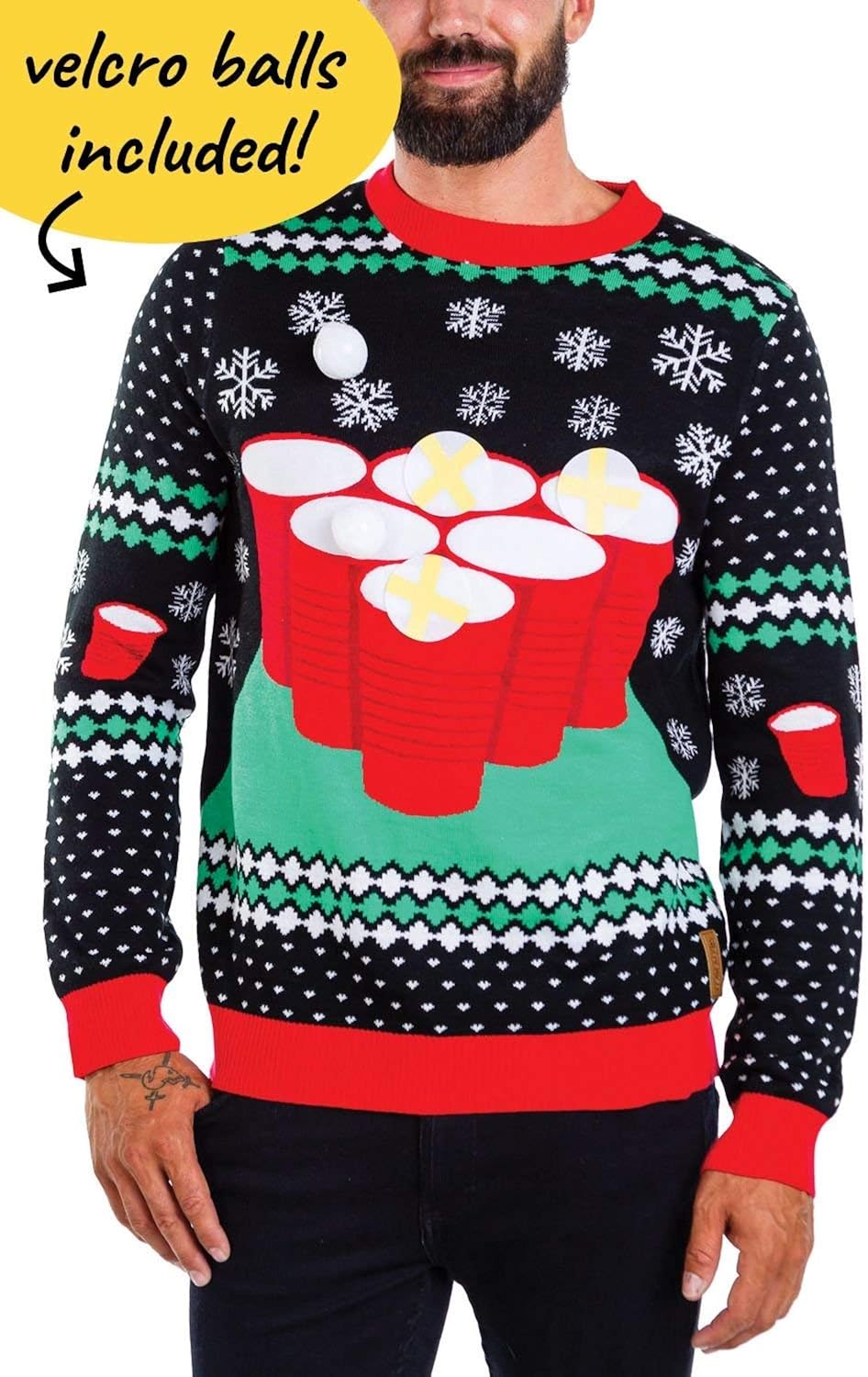 Tipsy Elves Men's Drinking Game Ugly Christmas Sweater - Funny Christmas Sweater at  Men’s Clothing store