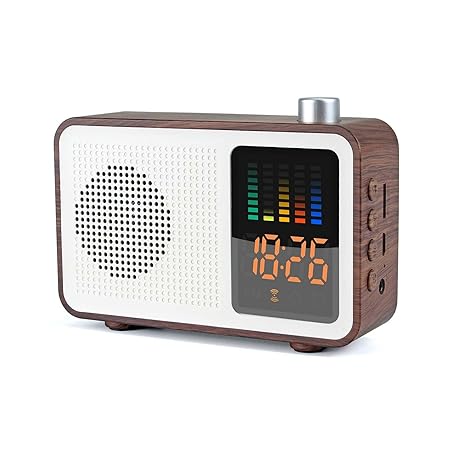 MIABOO Retro Tragbarer Bluetooth-Lautsprecher mit Digital-Radiowecker, AM/FM, Unterstützungs-TF-Karte/Aux-in und USB-Aufladun