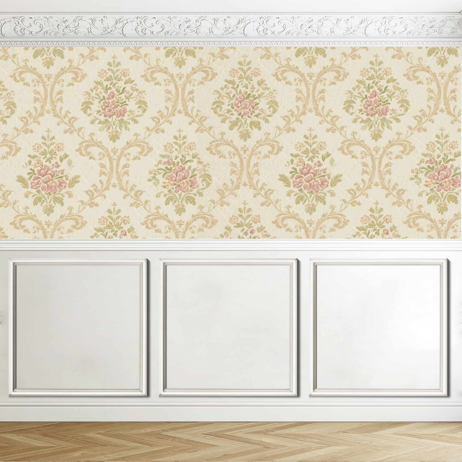 Photo 1 of YEH-HOME Peel and Stick Wall Molding Kit 24'' x 24'', 3D Premade Accent Molding Wainscoting Panel for Interior Wall Moulding Decor, Ready to Assemble Wainscoting Accent Panel (White)