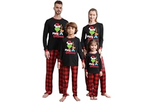 Junsea Family Christmas Pajamas Holiday Classic Two-Piece Crewneck Pajamas Comfy Matching Xmas Outfit Sleepwear PJs Plus Size