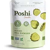 POSHI Sliced Dill Pickle Snack Packs With Sea Salt, 2 oz (Pack of 10) | Non-GMO, Sugar Free, low carb, 6 Calories Per Pouch, Liquid-Free, Single-Serve,For Snacking, Sandwiches, Salads, On-The-Go