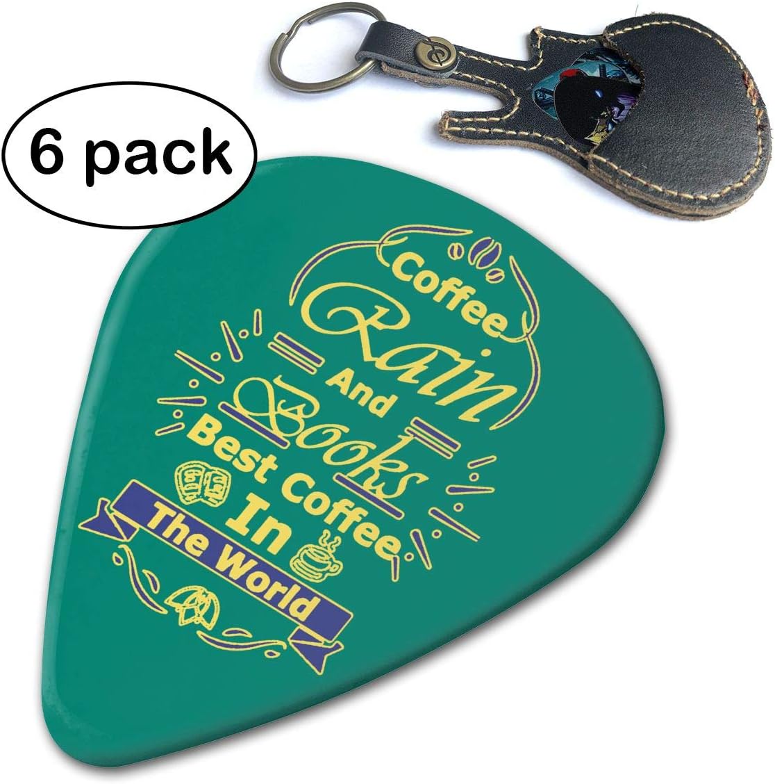 Coffee Rain And Books Best Coffee 351 Shape Classic Picks (6 Pack) For Electric Guitar, Acoustic Guitar, Mandolin And Bass