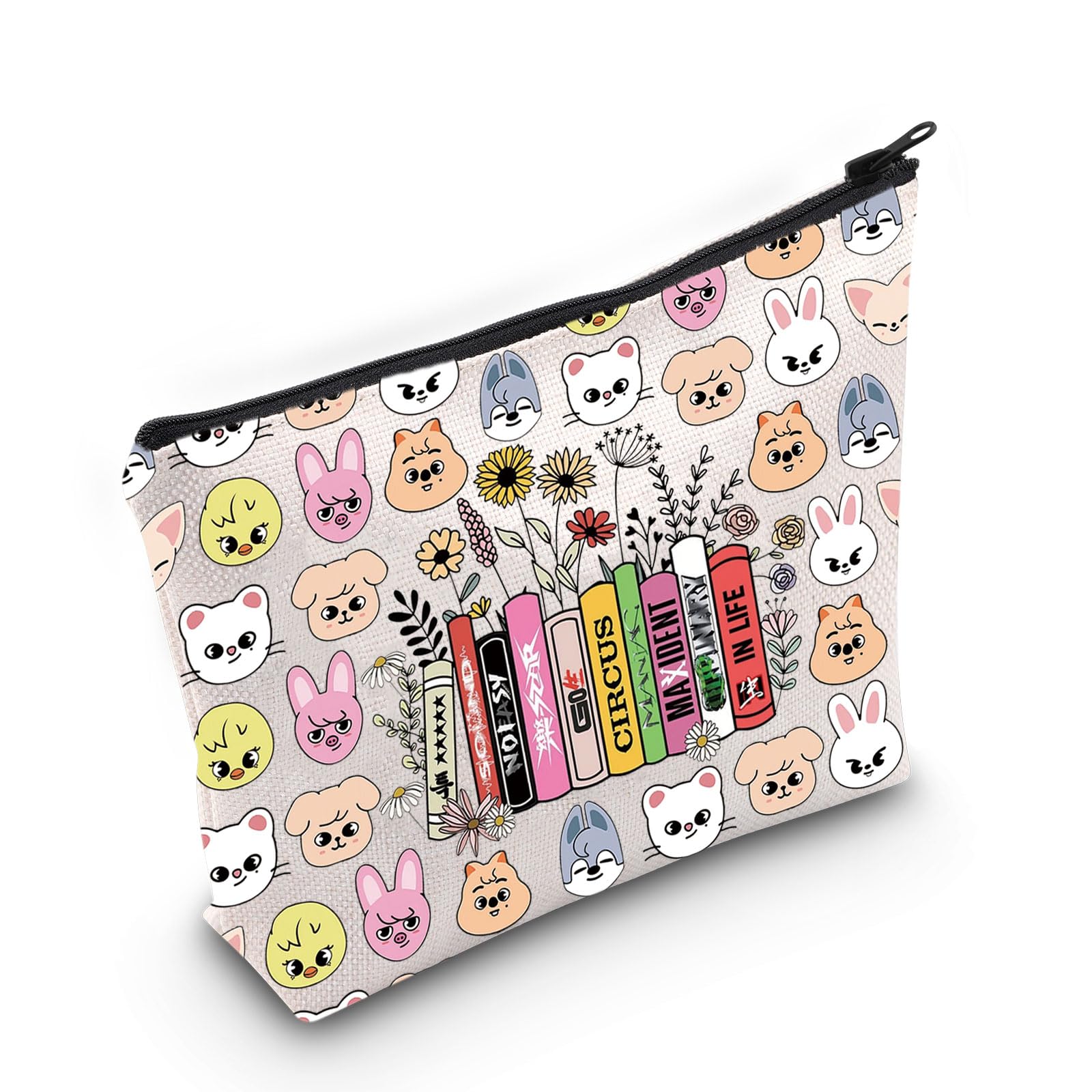 LEVLO SKZOO Cosmetic Make Up Bag SKZ K-POP Fans Gift SKZOO Cartoon Member Zipper Pouch Bag SKZ Merchandise for K-POP Fans, SKZ Life Bag