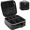 Relavel Travel Makeup Case, Train Case Makeup Brush Organizer, Professional Makeup Artist Makeup Bag, with Adjustable Partition and Shoulder Straps (Crocodile, Small)