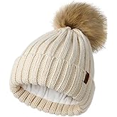 FURTALK Winter Beanie Hats for Women Fleece Lined Pom Pom Knitted Warm Beanie Caps
