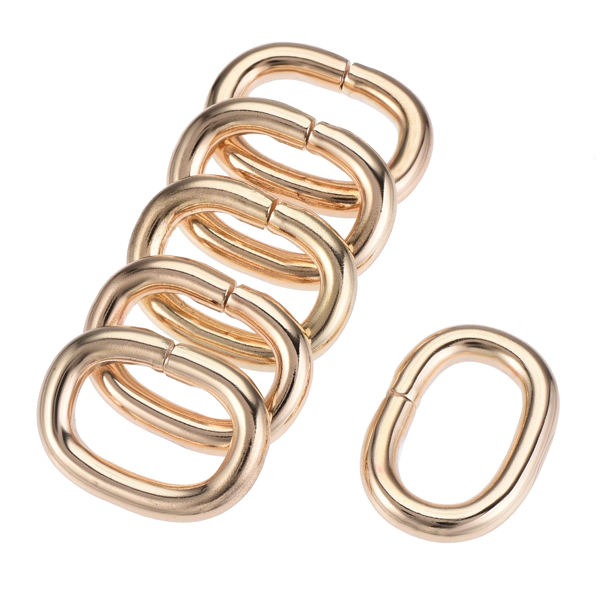 sourcing map Metal Oval Ring Buckles 20x12mm for Bags Belts DIY Gold Tone 6pcs