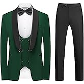 Rogers & Morris Velvet Tuxedo Suit for Men Solid Shawl Lapel 3 Piece Set Regular Fit Jacket Vest Pants Set