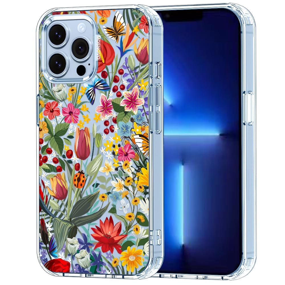 MOSNOVO Case for iPhone 13 Pro Max, [Buffertech 6.6ft Military-Grade Drop Protection] [Anti Peel Off Tech] Clear TPU Bumper Phone Case Cover Design - In The Garden — image 1