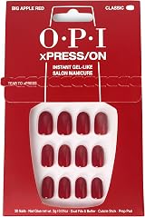OPI xPRESS/ON Big Apple Red Short Round Nails With Nail Glue