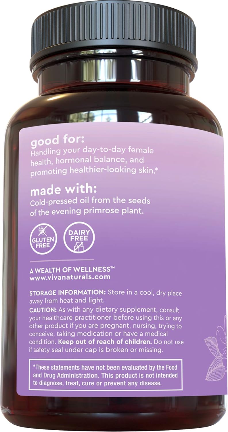 Evening Primrose Oil Capsules with GLA (1300 mg), 120 Softgels, Helps Support Hormone Balance for Women, Cold-Pressed, Gluten-Free & Non-GMO: Health & Personal Care