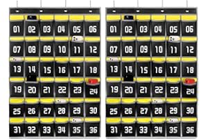 Loghot Classroom Accessories Closet Pocket Chart for Cell Phones Holder Wall Door Hanging Organizer (36 Pockets Black 2Pc)