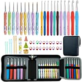 Mdoker 21 Sizes Crochet Hooks with Case,Ergonomic Hook for Arthritic Hand | Rubber Crochet Needles and Crochet Accessories,Complete Crochet Set for Beginners &amp; Crochet Lovers,Ideal Gift,0.8mm-10mm
