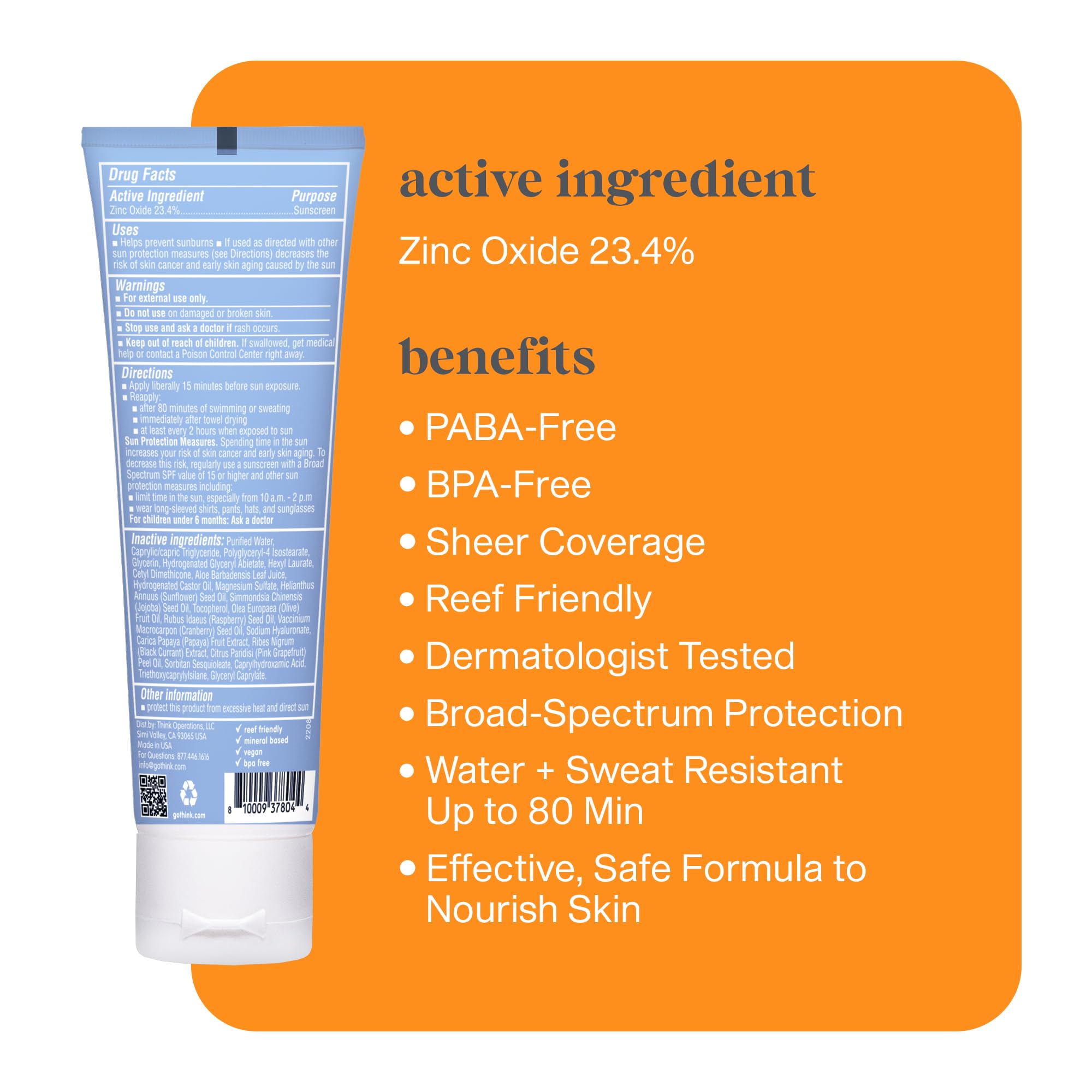 Mua Mineral Sunscreen, SPF 50 Clear Zinc Oxide Sunscreen, 3 Fl Oz