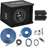 Skar Audio Single 8" Complete 700 Watt SDR Series Subwoofer Bass Package - Includes Loaded Enclosure with Amplifier