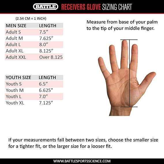 nike receiver gloves size chart