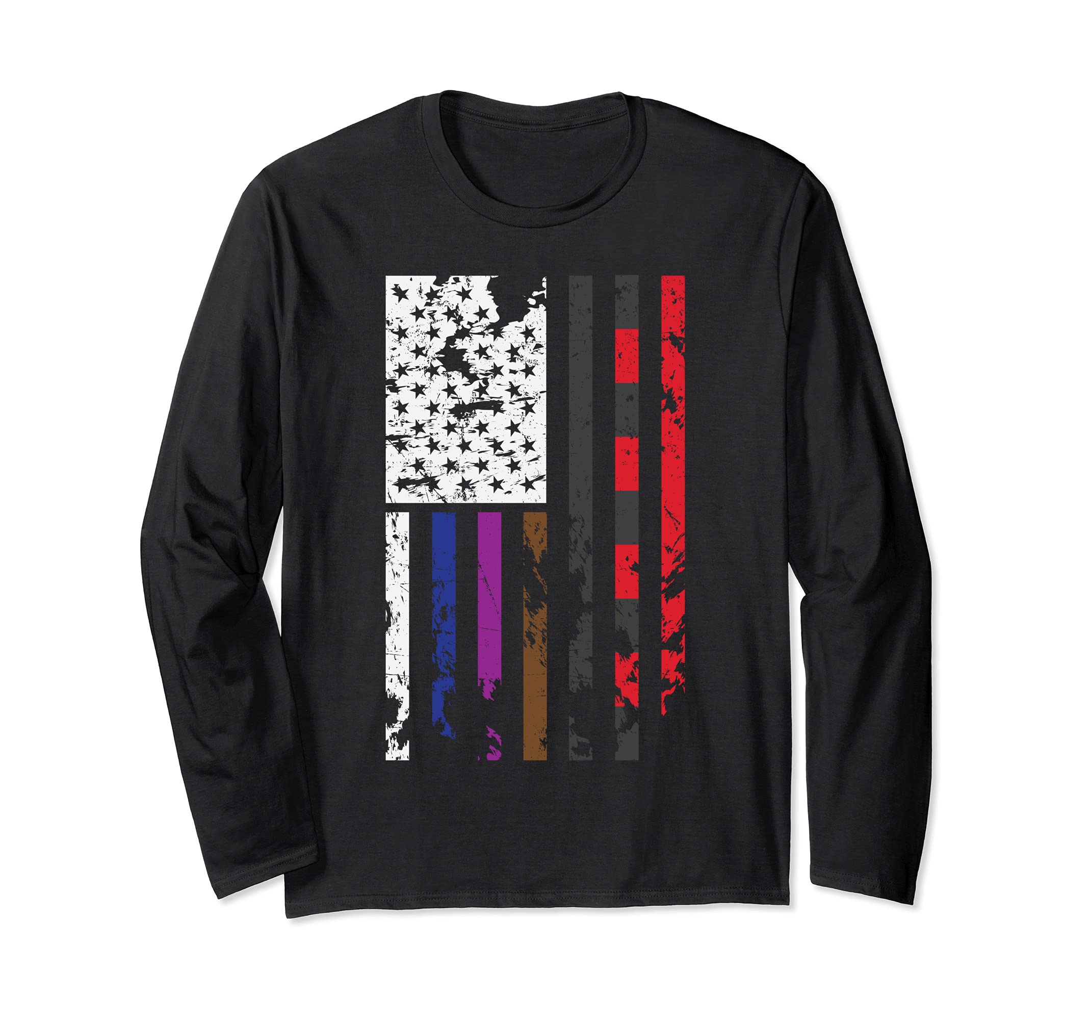 Brazilian Jiu Jitsu American Flag BJJ Gifts MMA Cage Fighter Long Sleeve T-Shirt