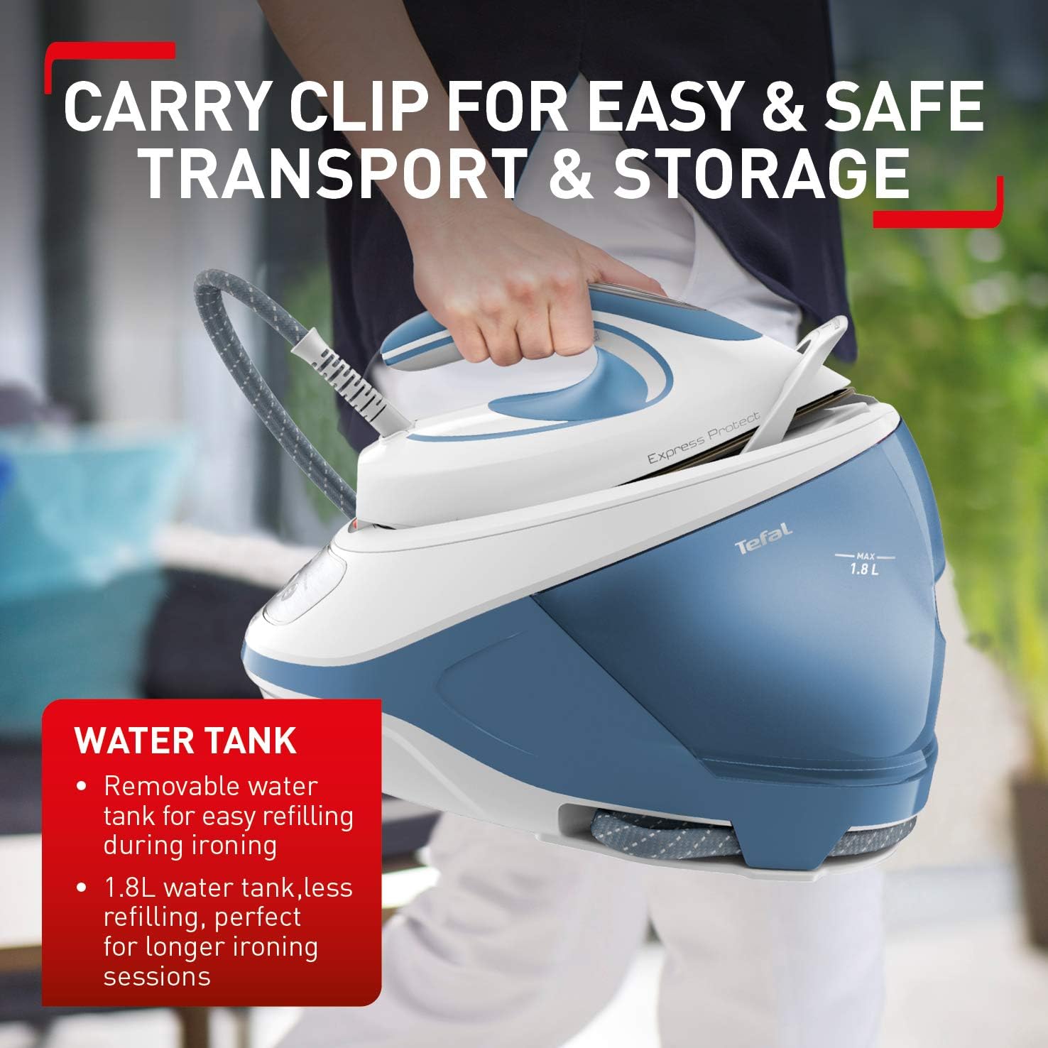 Tefal Express Protect SV9202 Steam Generator Iron / White & Aqua - Image 4