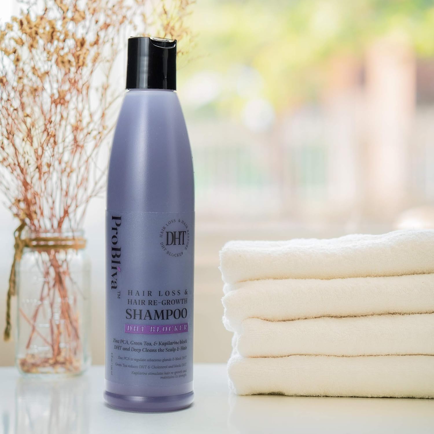 ProBliva DHT Blocker Hair Loss & Hair Re-Growth Shampoo - DHT Blocker for Men and Women - Contains ZINC BCA, Green Tea Extract, Kapilarine Complex for Healthy Hair Growth: Beauty