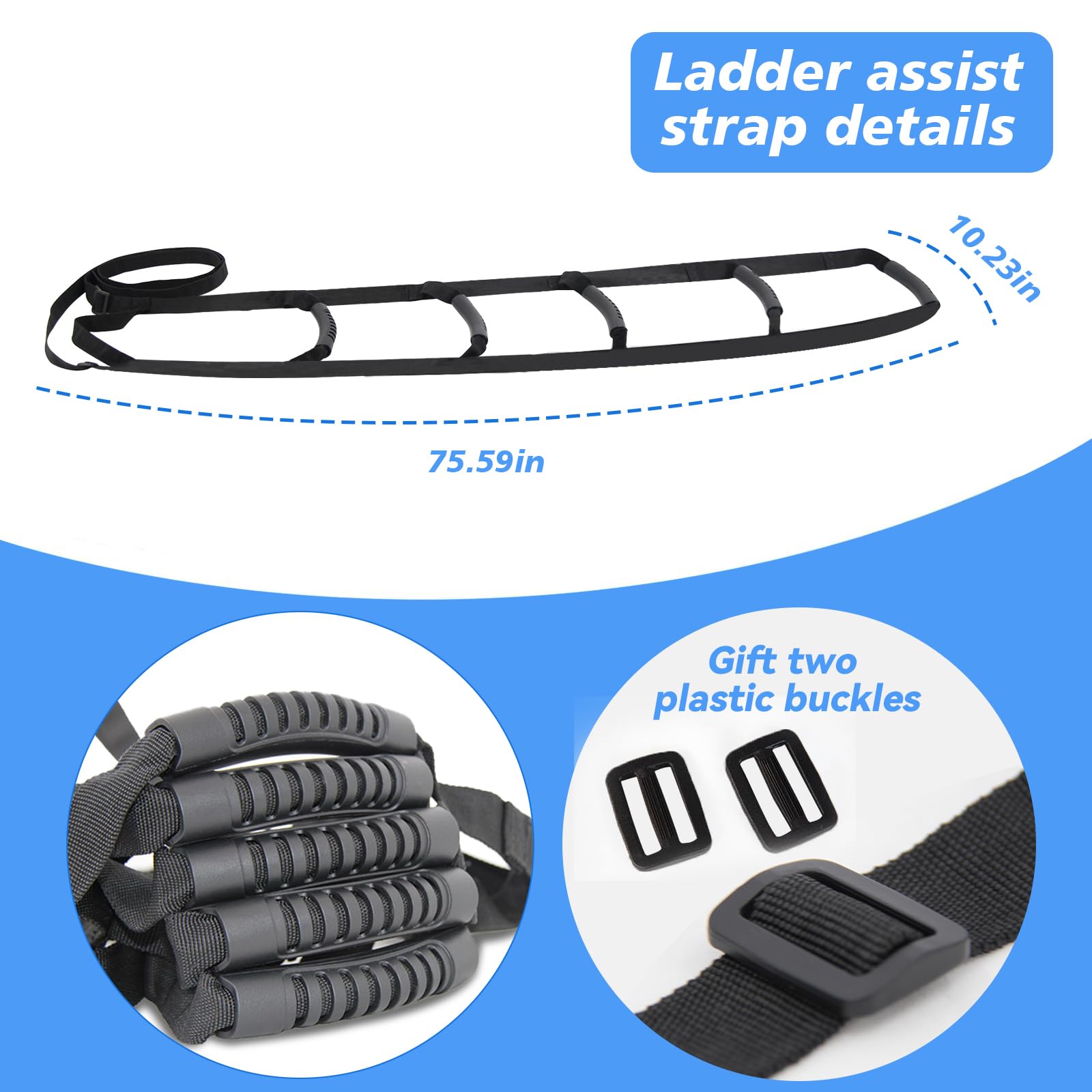 KkaFFe Bed Ladder Assist Pull Up Sit Up with 6 Handles, Adjustable Rope Bed Ladder Strap, Bed Rope Ladder Helper for Seniors, Pregnant, Handicap, Injury