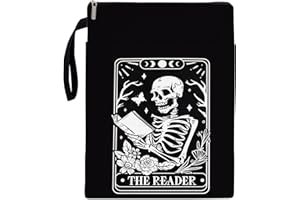 KARDOBE Gothic Book Sleeve with Zipper, Skeleton Book Cover for Book Lover Gifts, Dark Aesthetics Halloween Book Cover