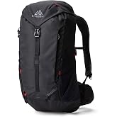 Gregory Zulu 28L Hiking/Backpacking Pack, One Size Fits All, Volcanic Black | Breathable mesh for close to skin comfort, Interior hydration sleeve, Trekking pole system with adjustable bungee attachment