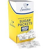 Sweetmo Sugar packets - 400 Count Dispenser Box, Pure Cane White Granulated Sugar Packets, Individual Wrapped, Bulk Packets for Coffee, Restaurants, Office, Caf&eacute;s &amp; Food Service