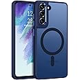 DUEDUE Design for Samsung Galaxy S21 FE Case Magnetic[Compatible with Magsafe], Translucent Matte Back Full Protective Shockproof Cover Anti-Scratch Phone Case for Galaxy S21 FE 5G, Blue