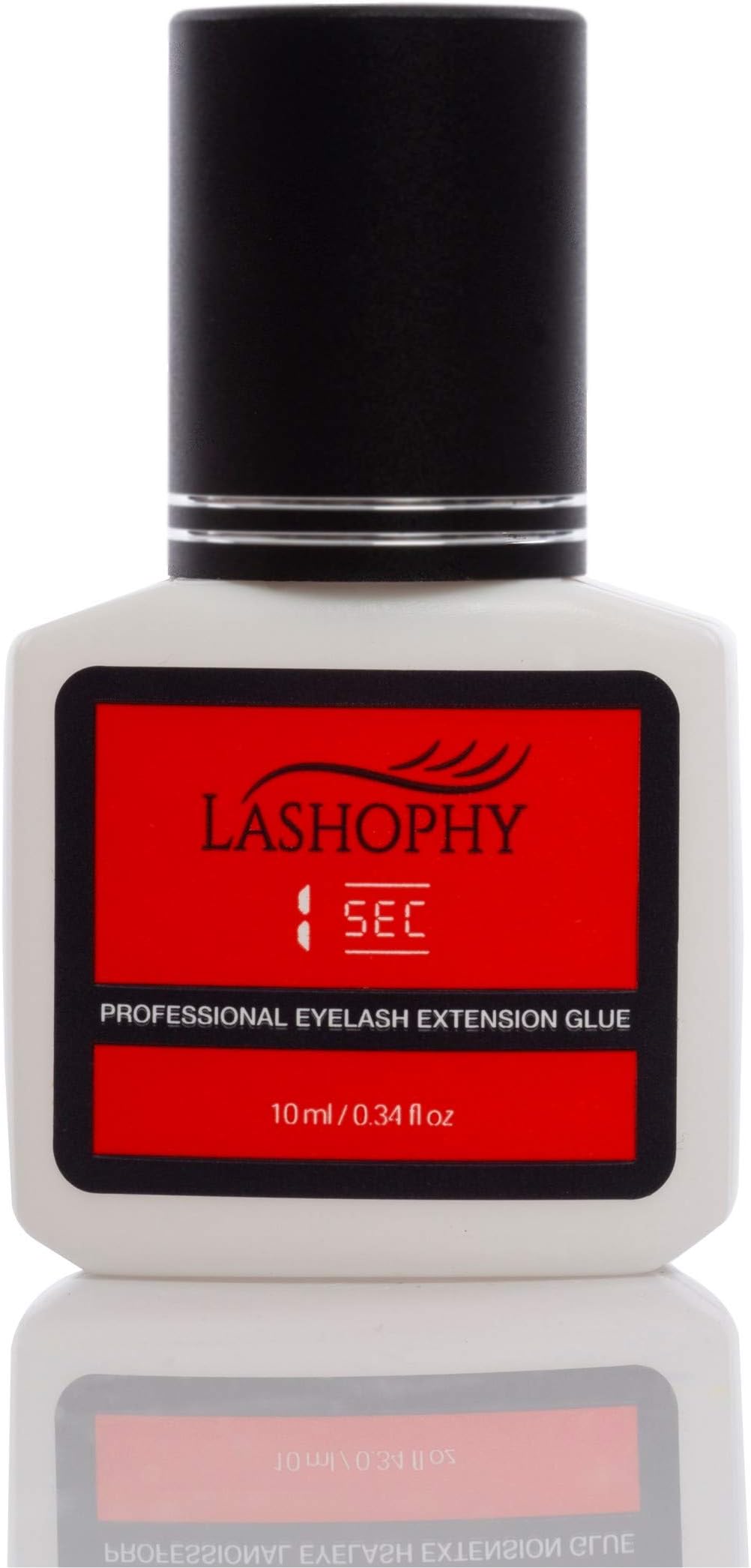 Lashophy 1 SEC Professional Eyelash Extension Glue in Carbon Black (10 ml), Extra-Strong Bonding and 7-Week Retention of Semi-Permanent Eyelashes