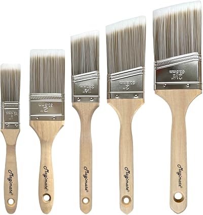 Magimate Wood Stain Brush Pack Angled Sash Paint Brushes Set of 5