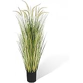 KOL Artificial 5ft Horsetail Reed Grass – 59in Tall Faux Grass Plant in Pot, Indoor Outdoor Artificial Greenery for Home, Office, Wedding & Party Decor