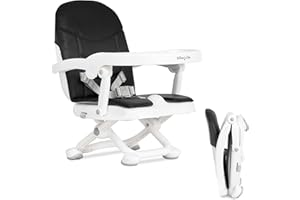 Dream On Me Munch N Go Booster Seat for Dining Table, Lightweight Compact Fold Travel Booster Seat, 3-in-1 Convertible, Four Level Height Adjustment and Easy Tray Removal