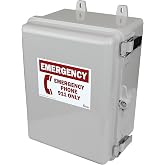 Altelix 12x9x7 IP66 NEMA 4X Outdoor Weatherproof Emergency Phone Call Box with Emergency Phone Label