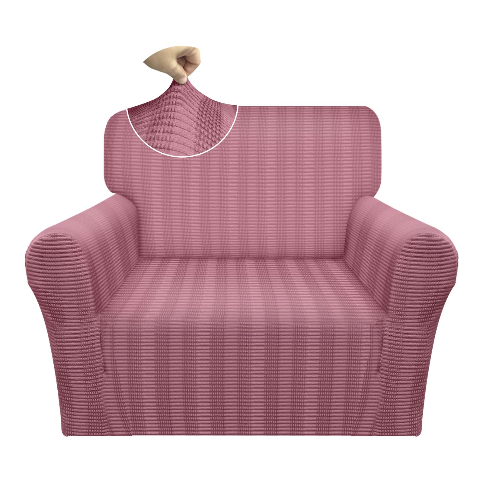 Granbest Luxurious Velvet Plush Chair Cover 1 Seater Super Stretch Couch Cover Ski-friendly Sofa Slipcover for Pets and Kids (1 Seater, Pink)