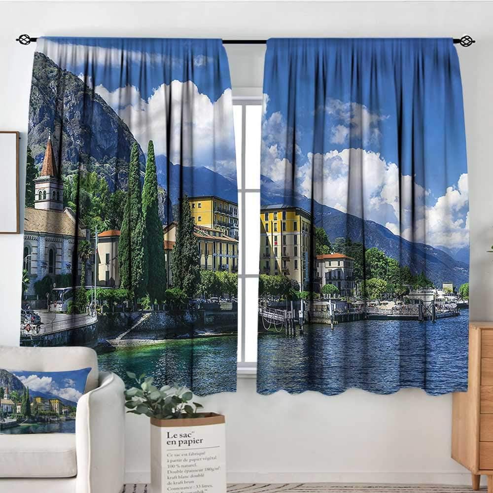Italy,Kids Decor Patterned Drape Landscape of Lake Como 42"X72" Chidren Nursey Room Art Print