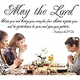 Religious Wall Decals, Verse Quotes Vinyl Art Decal for Church Kitchen Living Room Bedroom House Sticker Decor,May The Lord 24×9In