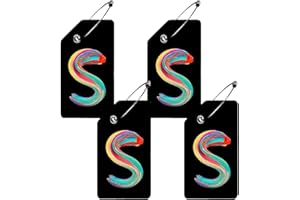 BESTEIOYO 4 Pack Initial Luggage Tag for Suitcase, Colored Letter Silicone Bag Tags Identifiers Privacy Cover ID Label with Durable Steel Loop for Women Men Kids Girls Travel, Letter S