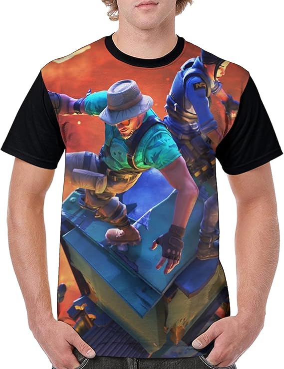 Amazon フォートナイト バトルロイヤル 5 メンズ Tシャツ 3dプリント おしゃれ ストリート Tシャツ アニメ風 大人 インナーシャツ 丸首 半袖 男女兼用 トップス クルーネックtシャツ バレンタイン クリスマス オールシーズン 部屋干し 抗菌防臭 Tシャツ