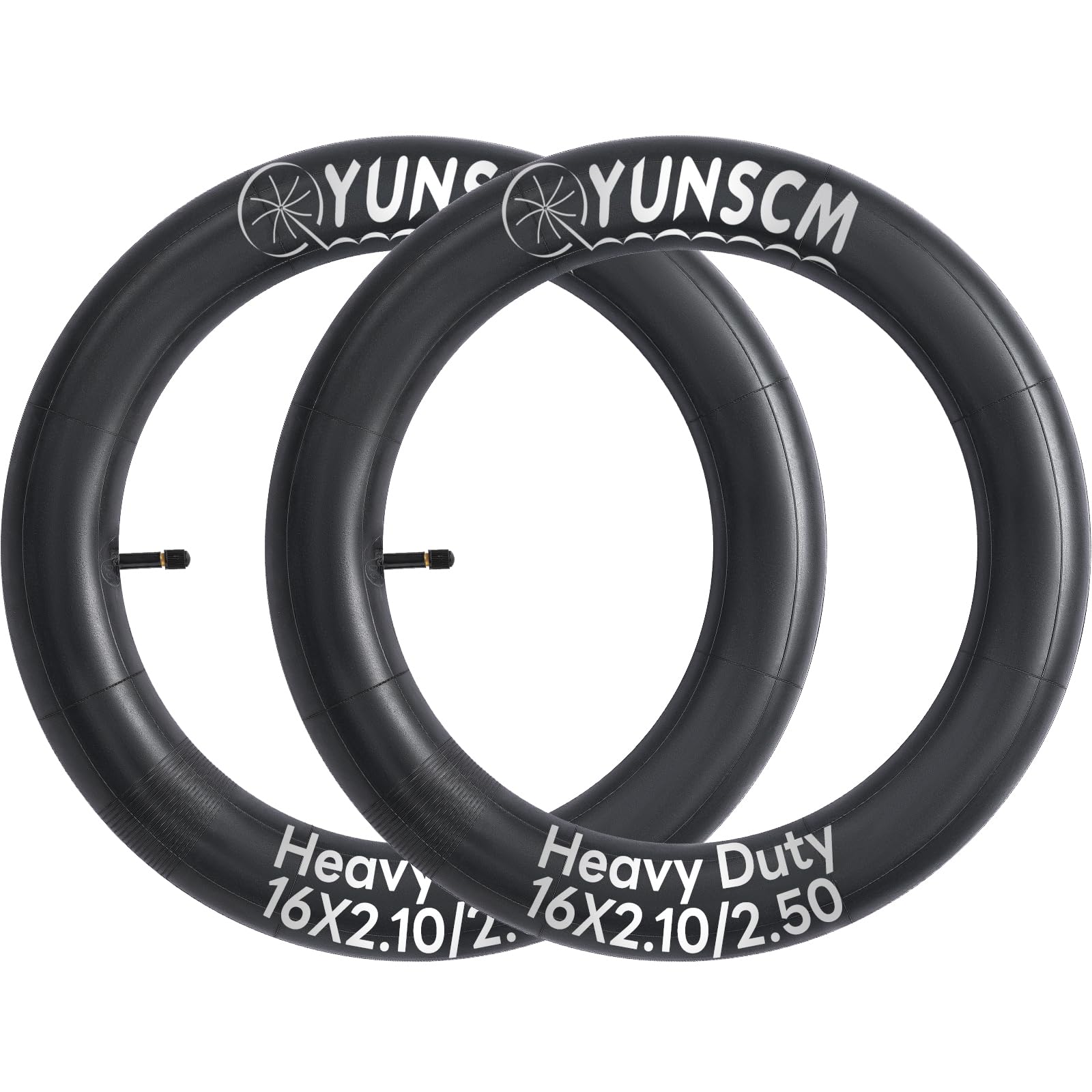 Photo 1 of YUNSCM 2 PCS 16" Heavy Duty Bike Tubes 16x2.10/2.50 AV32mm Schrader Valve 52/64-305 Bicycle Inner Tubes Compatible with 16 x 2.10 16 x 2.125 16 x 2.25 16 x 2.35 16 x 2.40 16 x 2.50 Kid Bike Tire Tubes