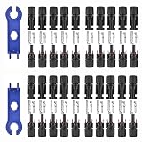 Usngsny 40 PCS Solar Connectors, Male/Female Waterproof IP67, MC4 1000V 30A, (20Pairs) Solar Panel Cable Connectors with 2 Spanners(10AWG)