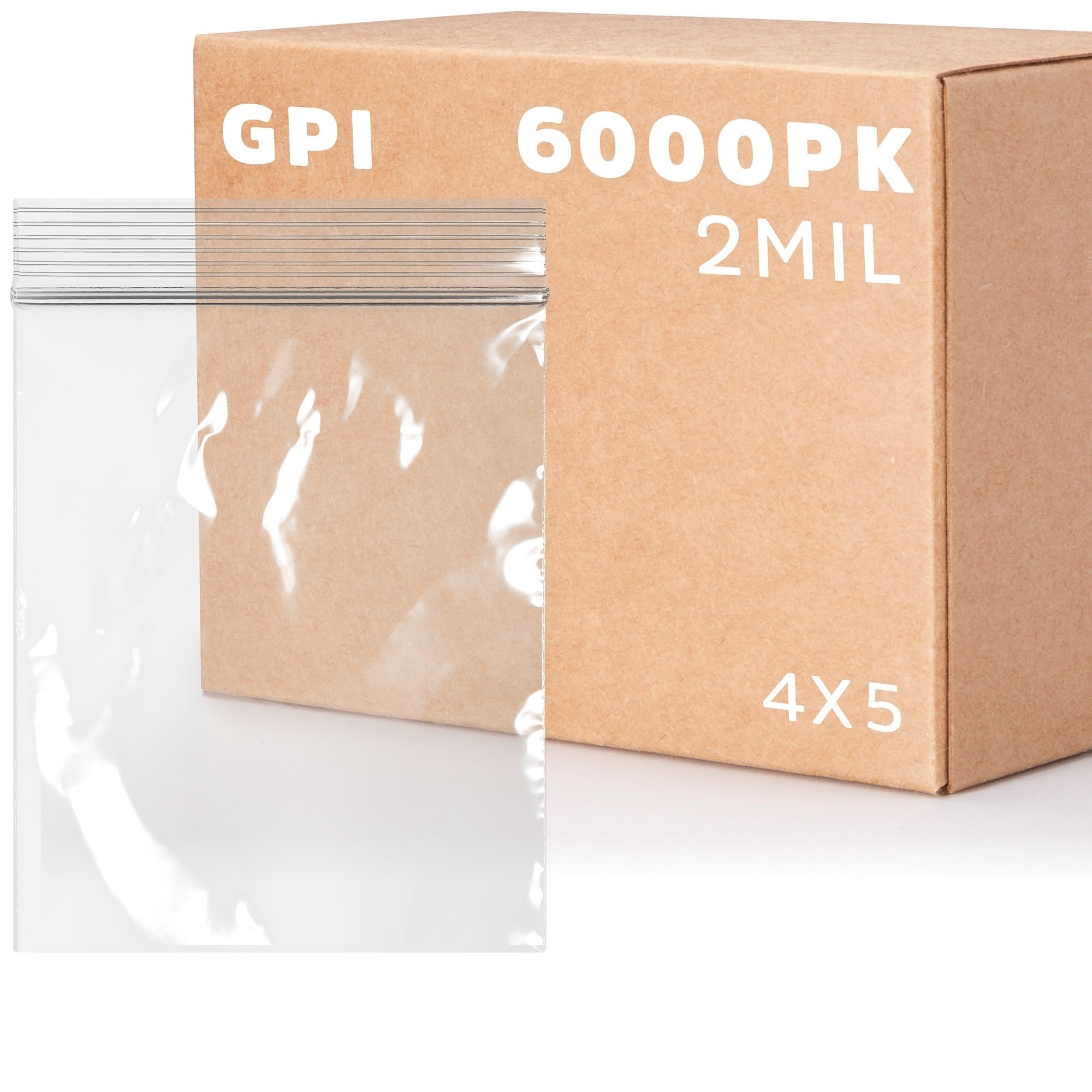 6,000 Case - 4" x 5" Zip Bags, 2 Mil, Clear Plastic