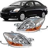 GXYWADY Headlights Assembly Replacement for Yaris Sedan Right Left Side | 2007-2011 Replacement for 8117052740 8113052750 Clear Lens Halogen Lamp Pair Front