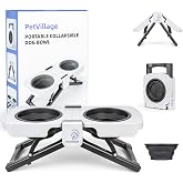 Portable Foldable Elevated Dog Bowls Stand with Dual Dishes, Compact Travel Pet Feeding Table for Dogs (5 Cups Capacity)&ndash;Lightweight Non-Slip Design, Perfect for Indoor/Outdoor Adventures