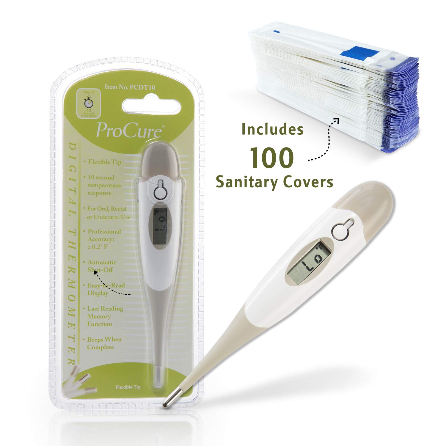 Baby Digital Thermometer with 100 Probe Covers Oral, Rectal, or