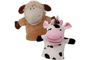 BETTERLINE Animal Hand Puppets Set for Kids & Adults - 12.5" Premium Quality Soft Plush Toys with Movable Mouths - Perfect for Storytelling, Teaching, Preschool, Role-Play - Durable, Vibrant, Educational Puppets